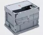 Folding box 400x300x300mm with hinged lid grey