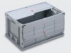 Folding box 600x400x300mm with hinged lid grey