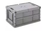 Folding box 600x400x318mm with hinged lid grey