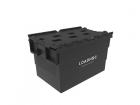Space-saving container 600x400x368mm with hinged lid black