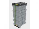 Space-saving container 600x400x250mm with hinged lid schwarz