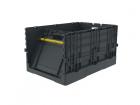 Hinged container 600x400x400mm with lid and divider grey