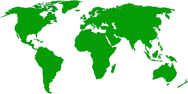 Weltkarte in grüner Farbe